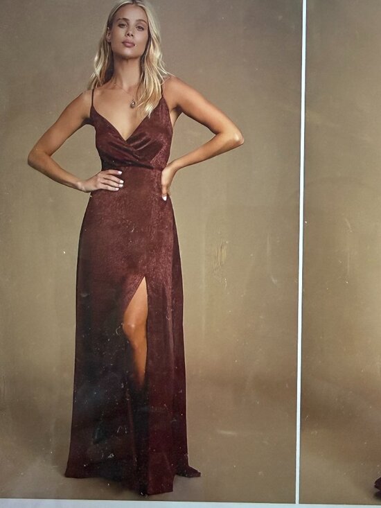 Lulus Dresses & Skirts - NWT Lulus Constantine Burgundy Satin Maxi Dress XL Formal Slit Gown